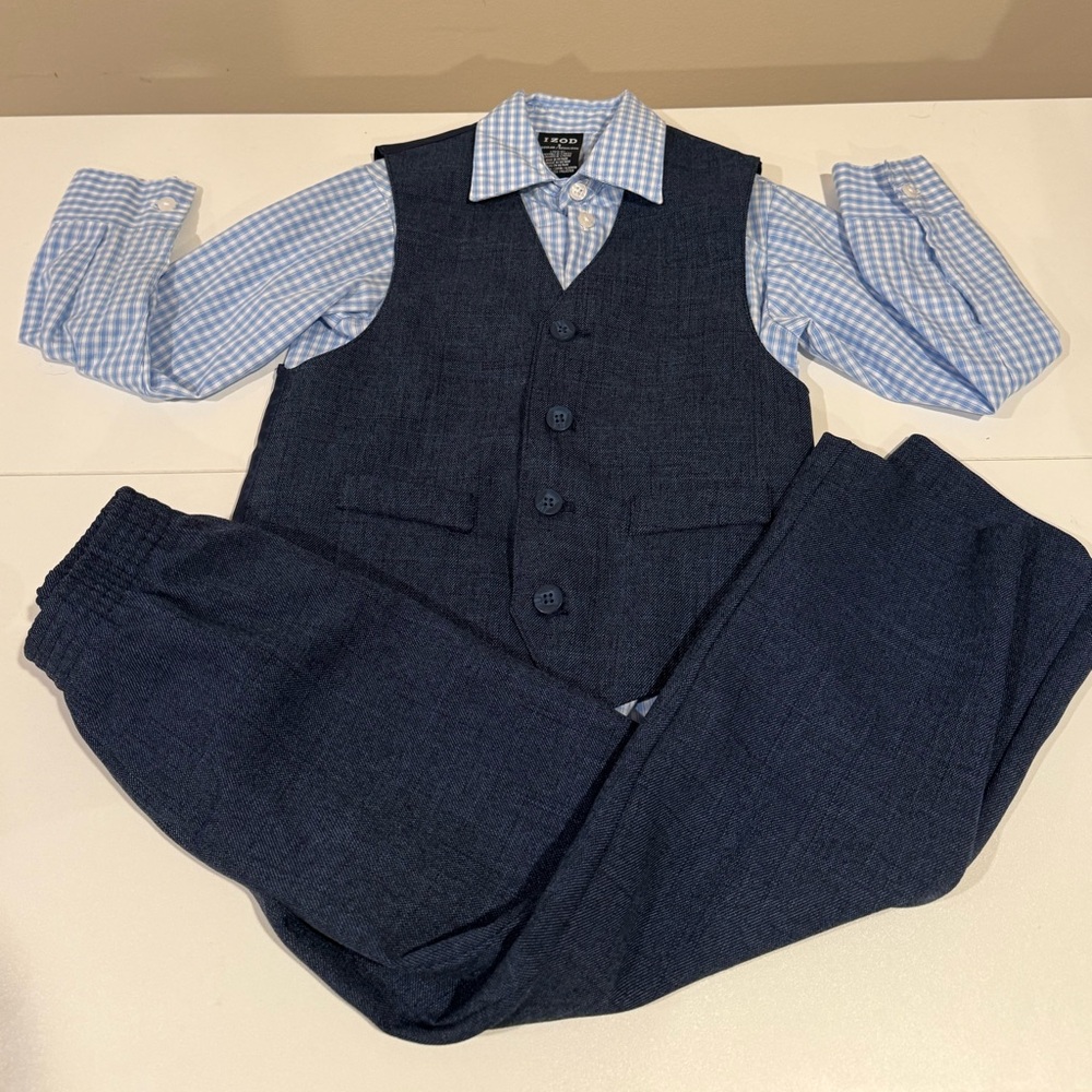 Izod Blue Checkered Suit Set for boys